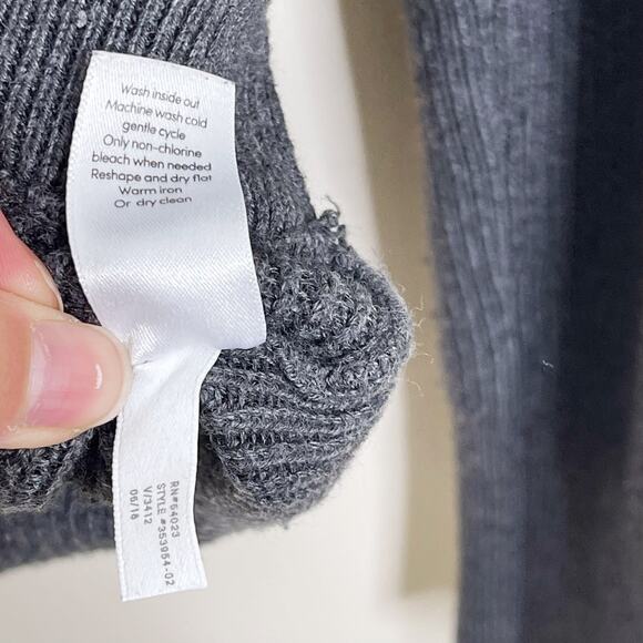 Athleta Small Rest Day Asymmetrical Sweater Gray Ribbed Pima Cotton Lyocell Silk - Picture 10 of 11